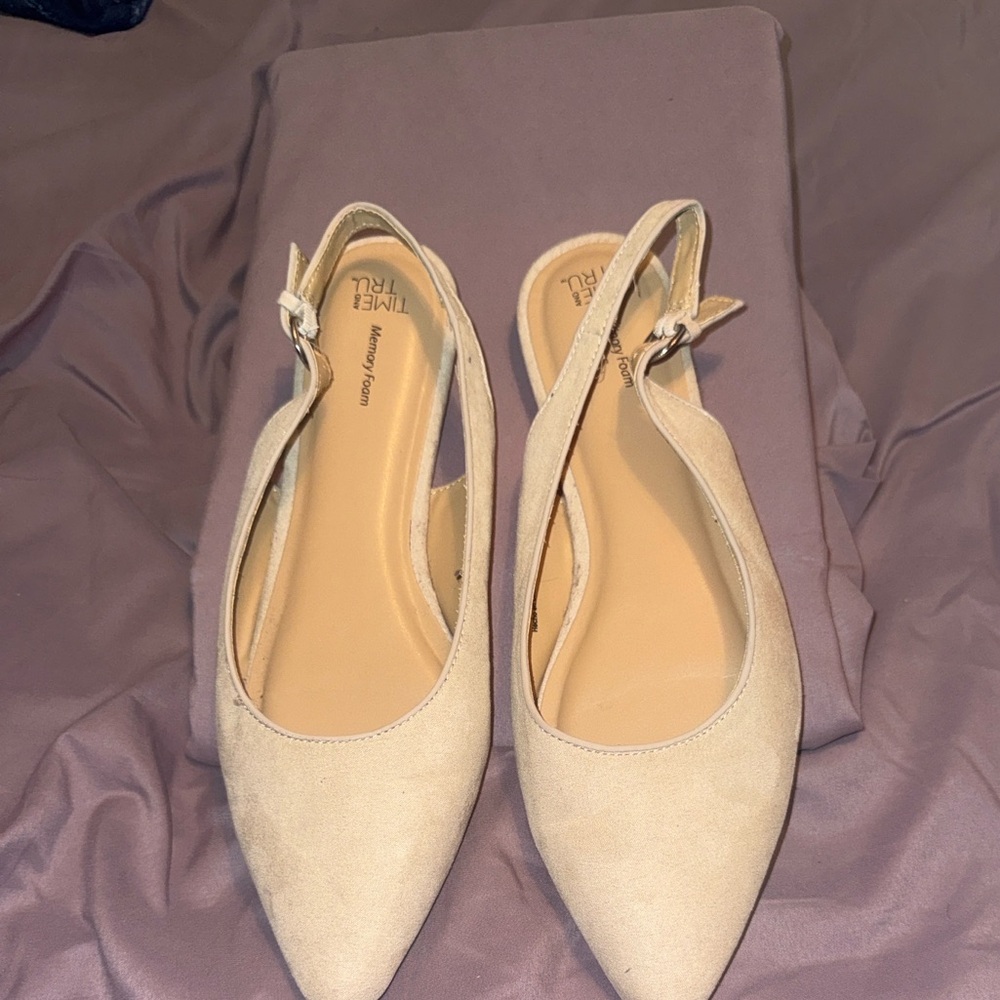 Time and Tru Women's Beige Slingback Flats